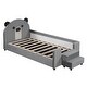 preview thumbnail 6 of 9, Twin Size Upholstered Daybed with Bear Shaped Headboard, Hydraulic System and Breathable Mesh Fence, Gray
