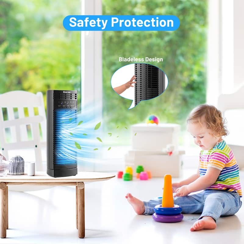 Costway 14'' Mini Oscillating Tower Fan Electric Desk Fan w/3 Speed & - See details