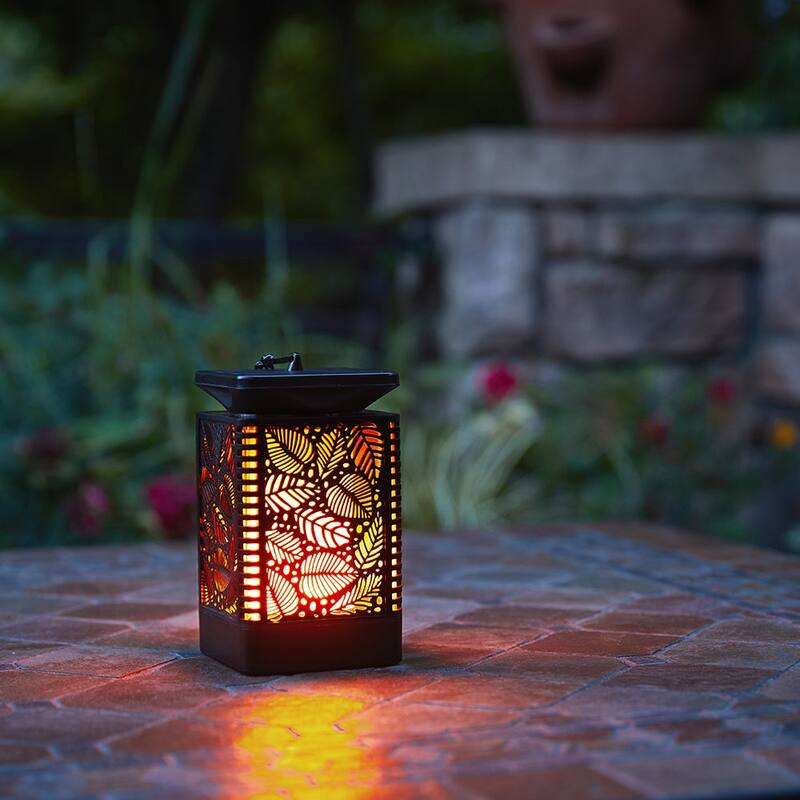 WaLensee Outdoor Solar Lantern Light with Flickering Flame (Set of 2)