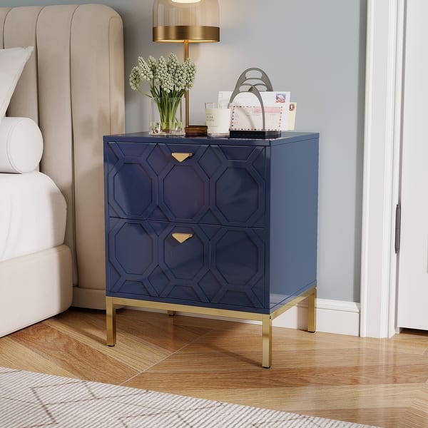 slide 2 of 47, Clihome Wooden 2-Drawer Storage Nightstand