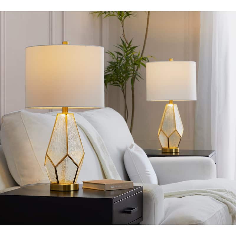 Geo Rain Glass 25" Table Lamp - Set of 2