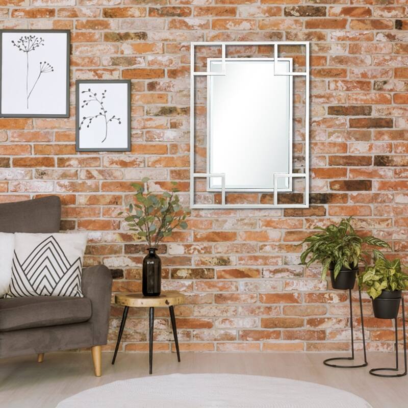 HomeRoots 42" Painted Rectangle Accent Mirror Wall Mounted With Metal Frame - 42.12