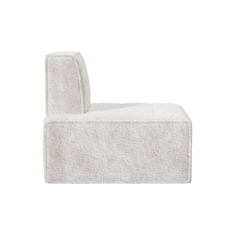Modular Sherpa Sofa Chair - Customizable Floor Seating with Plush Fabric for Living Room, Bedroom or Office in Beige