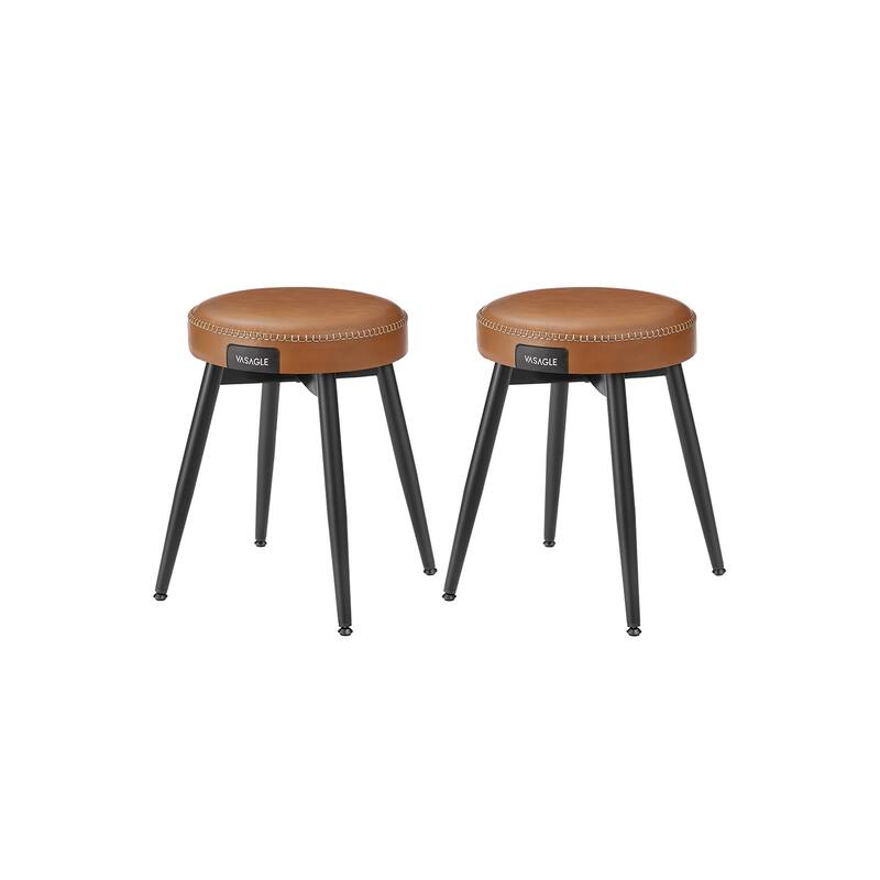 Mid-Century Modern Dining Stools, Synthetic Leather with Stitching - 20.3"D x 20.3"W x 30"H