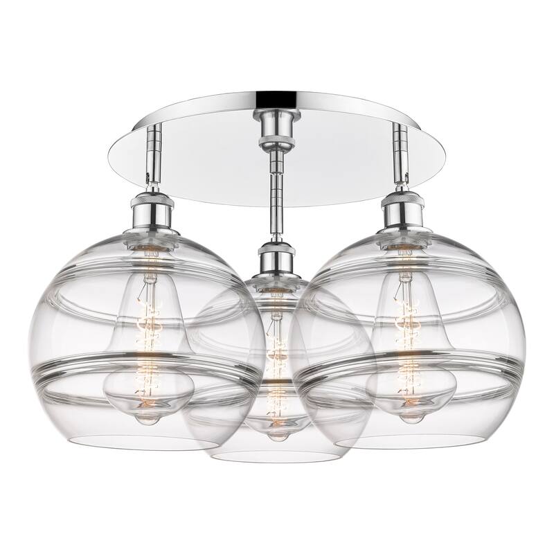 Innovations Lighting 516-3C-13-22 Rochester Flush Rochester 3 Light - Polished Chrome / Clear