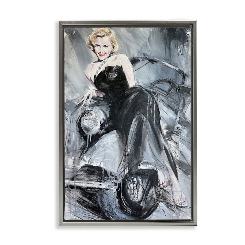 Stupell Timeless Fashion Woman Framed Floater Canvas Wall Art Design By Lucille Lee - 17 x 25 - Grey
