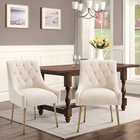 Clihome Tufted Velvet Upholstered Side Chair (Set of 2)