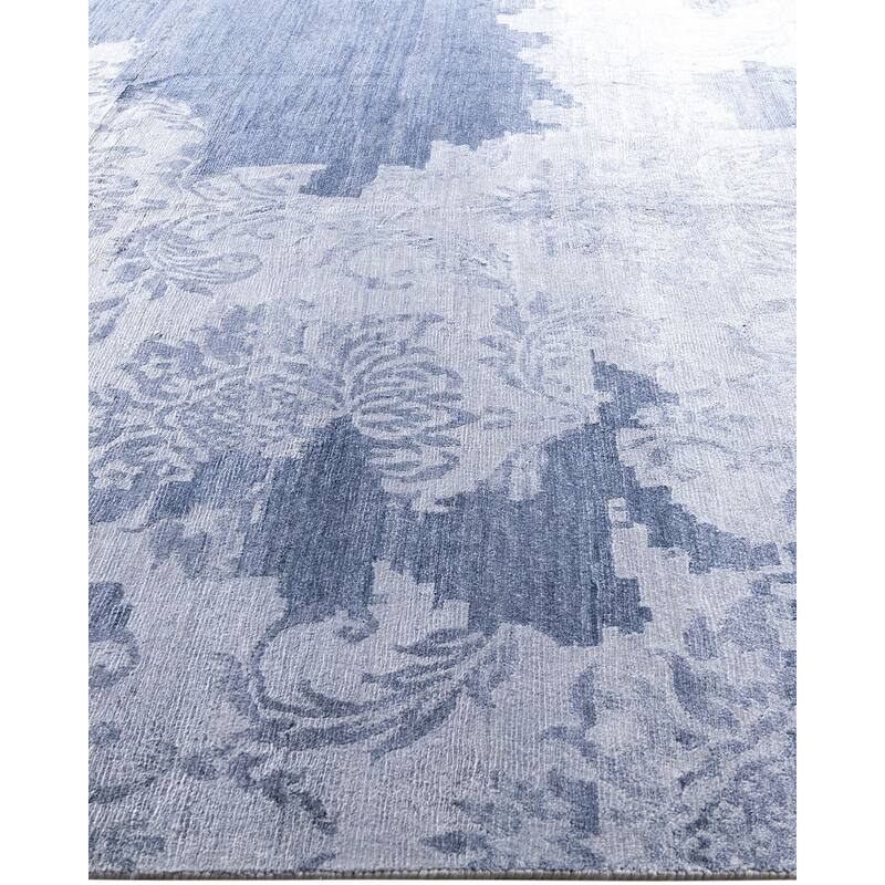 Modern One-of-a-Kind Handmade Area Rug, Blue - 9' 0" x 12' 1"