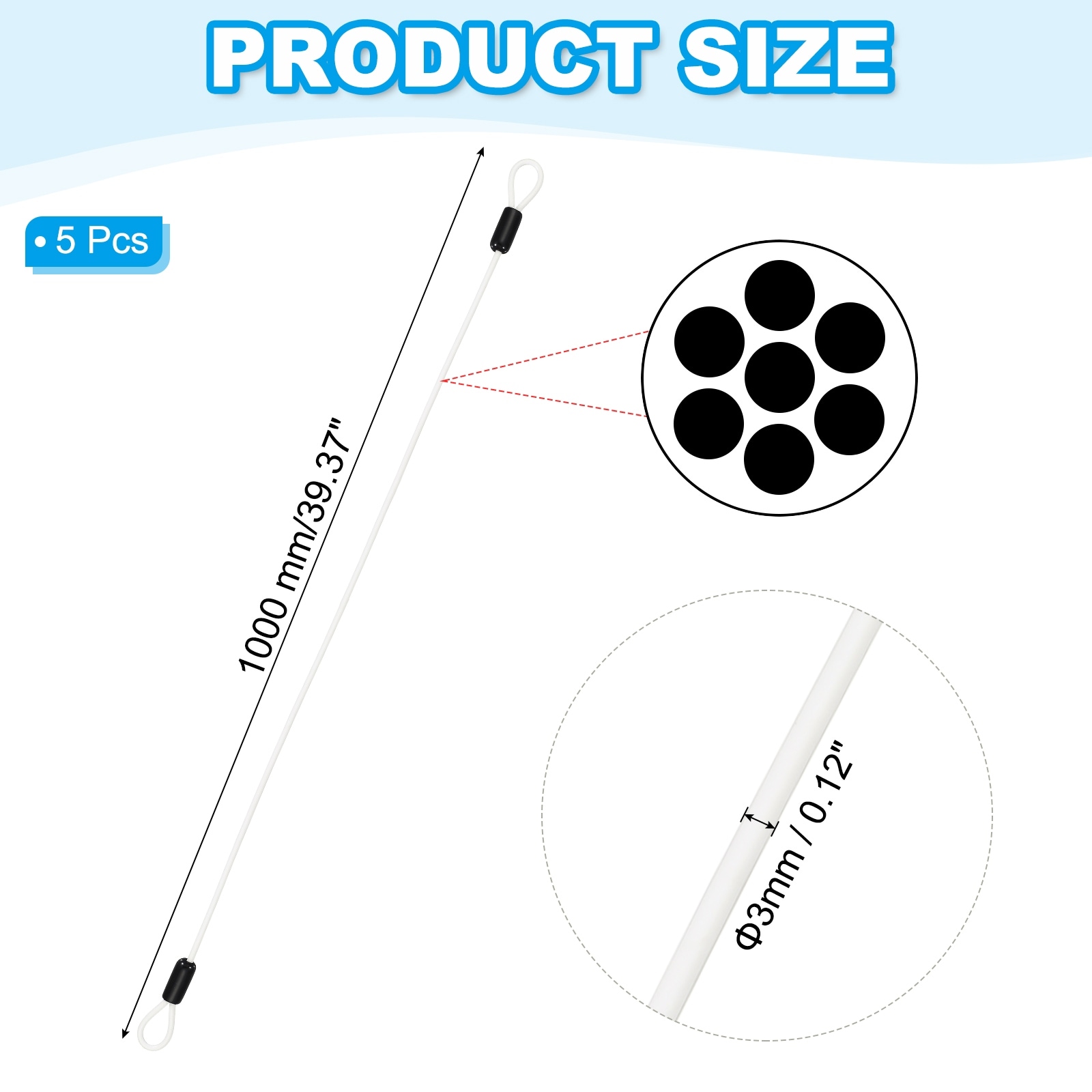 Vinyl Coated Stainless Steel Cable with Loops Flexible Wire Rope Security Chain Lanyard Lock for Outdoor Luggage Lock