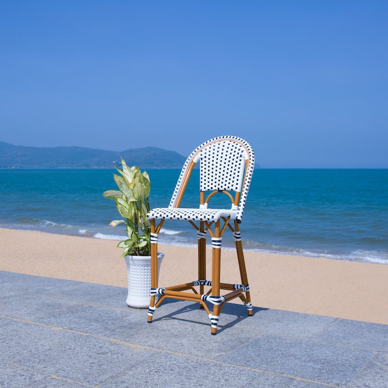 SAFAVIEH Leonica Outdoor Bistro 25-inch Seat Height Counter Stool (Fully Assembled) - 20"W x 21"D x 43"H
