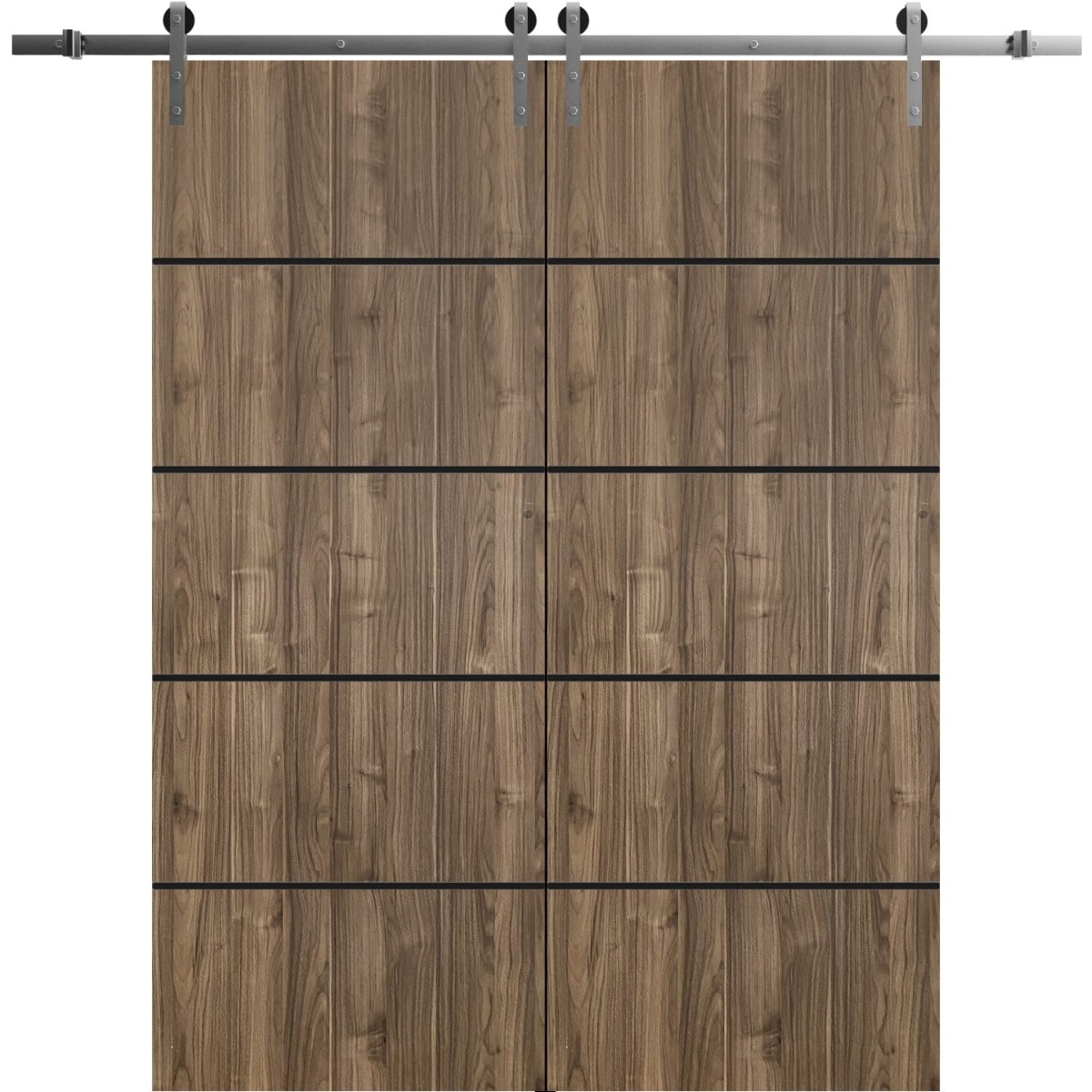 SartoDoors Planum 0015 | Closet Door Double Barn Door | Solid Wood | Hardware Set | 36x80, Walnut Bedroom Door Bathroom Door