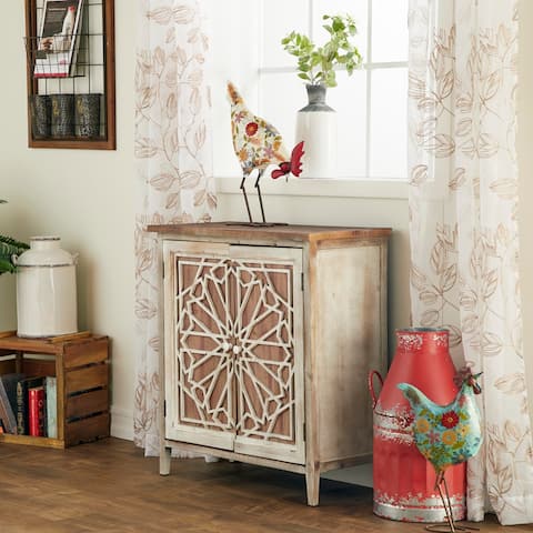White Washed Distressed Wood Rustic Farmhouse Storage Cabinet