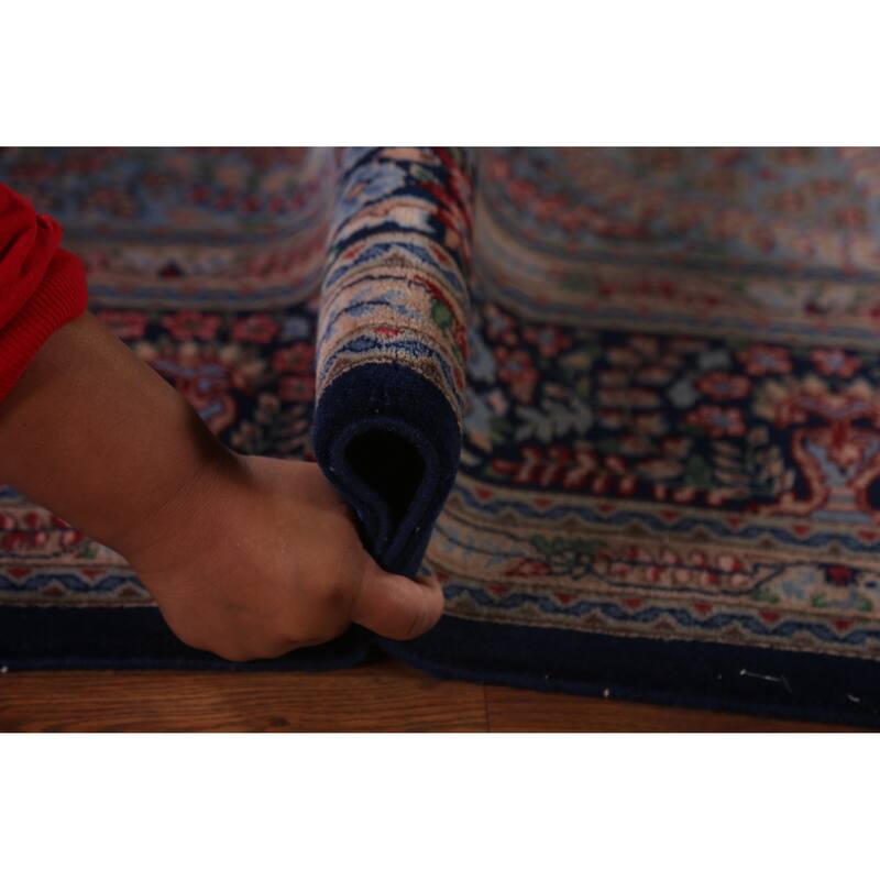 Vegetable Dye Blue Kerman Chinese Area Rug Hand-Knotted Wool Carpet - 7'0"x 10'0"