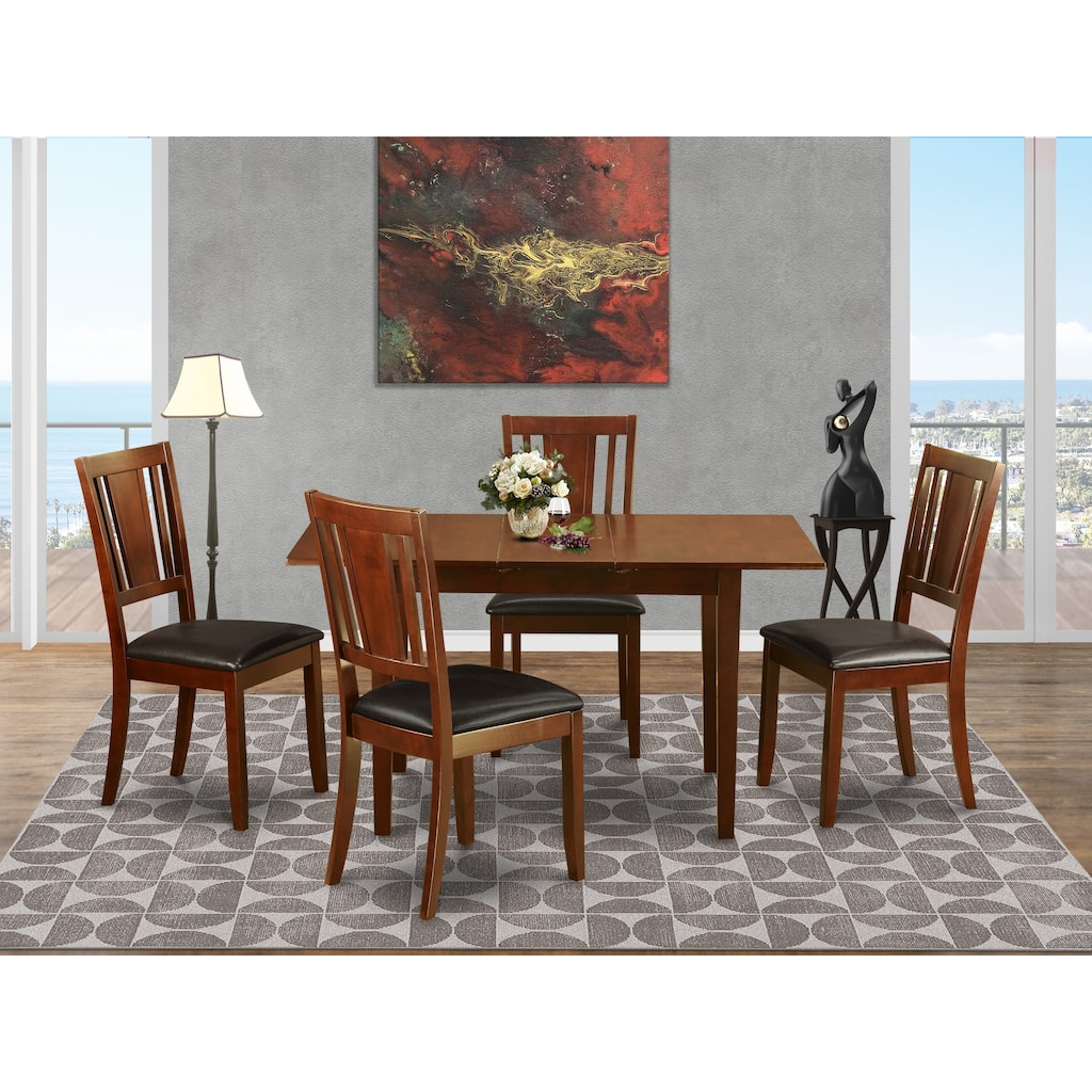 East West Furniture Kitchen Table Set Includes a Rectangle Dining Room Table and Dining Chairs (Chair Seat Type Options)