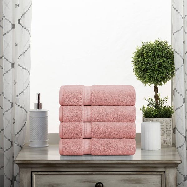 Superior Egyptian Cotton Pile Heavyweight Hand Towel Set of 4 - Tea Rose