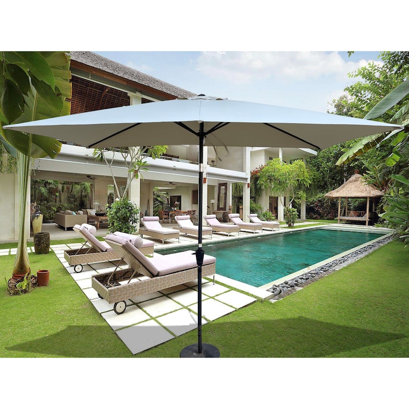6x9ft Patio Umbrella Outdoor Waterproof Umbrella with Crank and Push Button Tilt without flap for Garden Backyard Pool - Frozen Dew