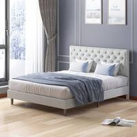 Full Size Platform Bed Frame with Luxury Headboard, Upholstered Bed ...