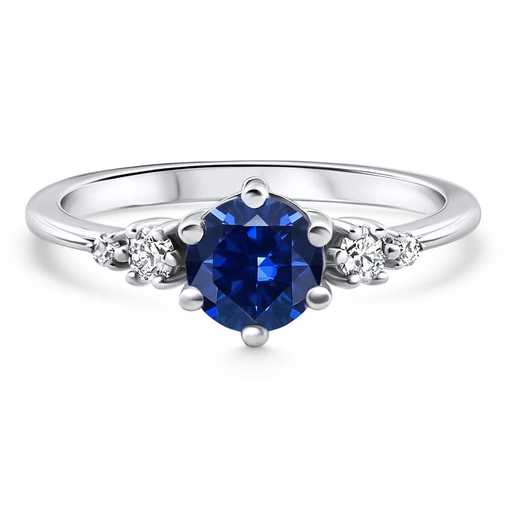 Bliss Diamond 1Ct TW Blue Sapphire & Diamond Ring White Gold Lab Grown