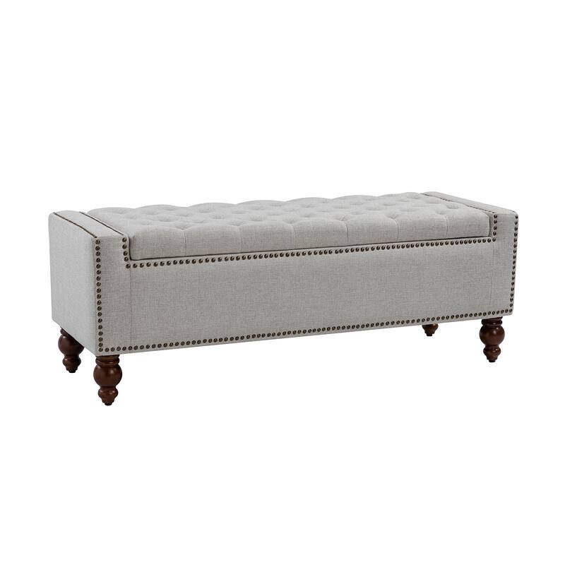Felix Classic Button-Tufted Storage Bench With Nailhead Trims By HULALA HOME