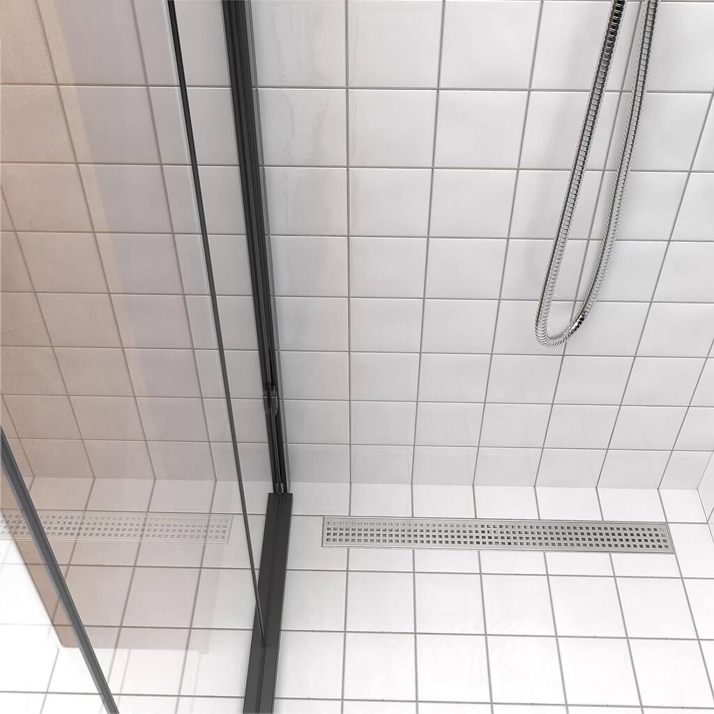 24-Inch Linear Shower Floor Drain, Square Hole Grate - 24 inch