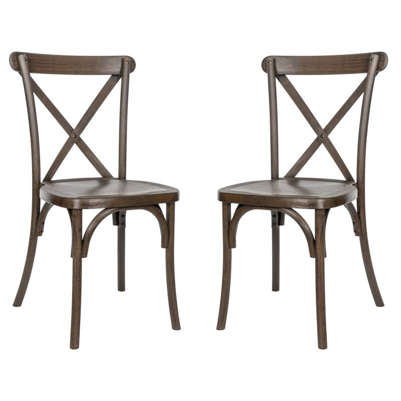 2PK Indoor/Outdoor Commercial Grade Wood Look Resin Cross Back Chair - 19.25"W x 19.75"D x 35.25"H