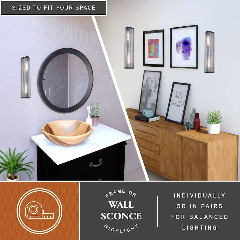 Barbier 2-Light 5.5 in W x 22.25 in H Modern Wall Sconce, Clear Glass, Dimmable, LED Compatible, Bathroom Vanity Fixture