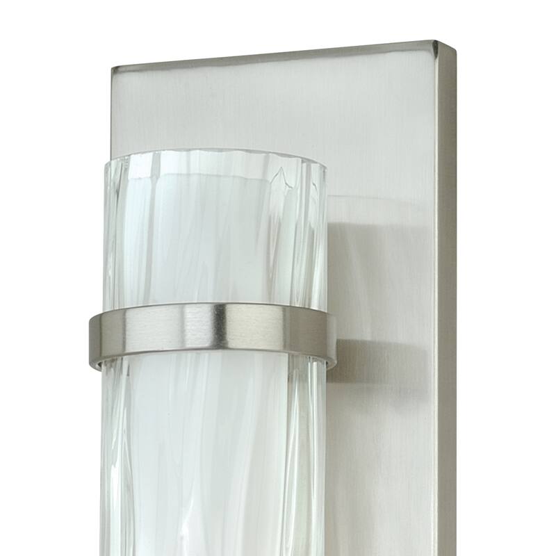 Wall Sconce Lighting Cylinder Flush Mount Nickel White Glass 1 Light Sconce - 18.5