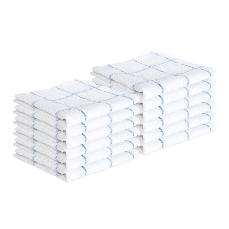 Cooks Cotton Windowpane Dishcloths - 12 Pack - 12x12 - Blue