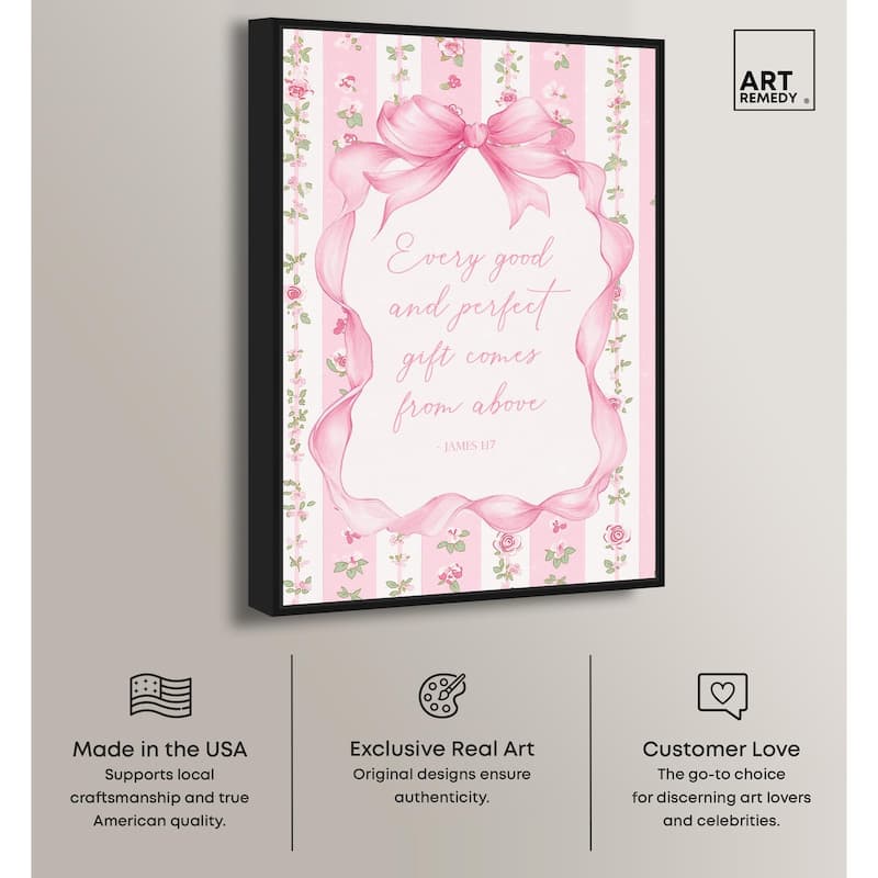 Good and Perfect Gift Bow Canvas by Art Remedy