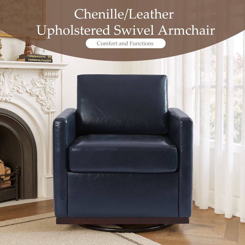 Set of 2 Modern Swivel Accent Armchairs Upholstered Arm Chairs