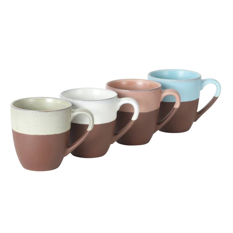 Gibson Elite William Crest 4 Piece Coffee Mug Set, 15oz Stoneware Cups, Reactive Glaze Finish, Round Large Coffee Mugs