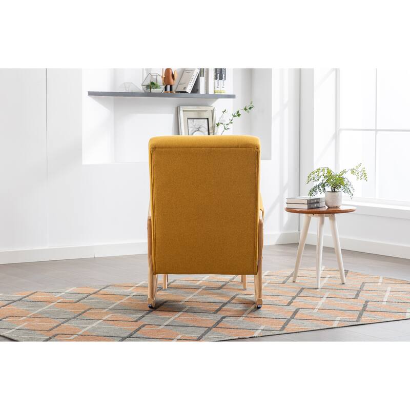 Rocking Chair With Ottoman Modern Upholstered Fabric Rocking Armchair