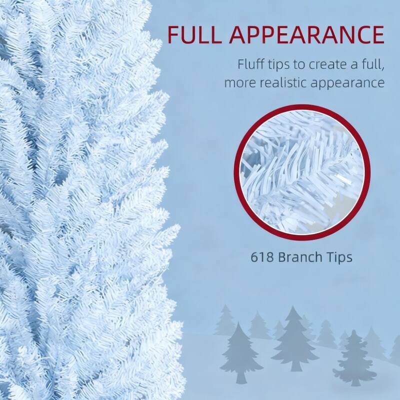 Christmas Tree, 8ft Pencil Artificial Christmas Tree with Realistic Branches and 618 Tips, Plastic Base - White