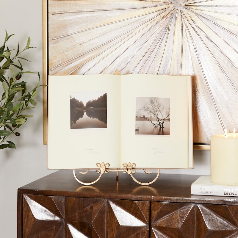 Gold Metal Scroll Display Easel with Foldable Stand