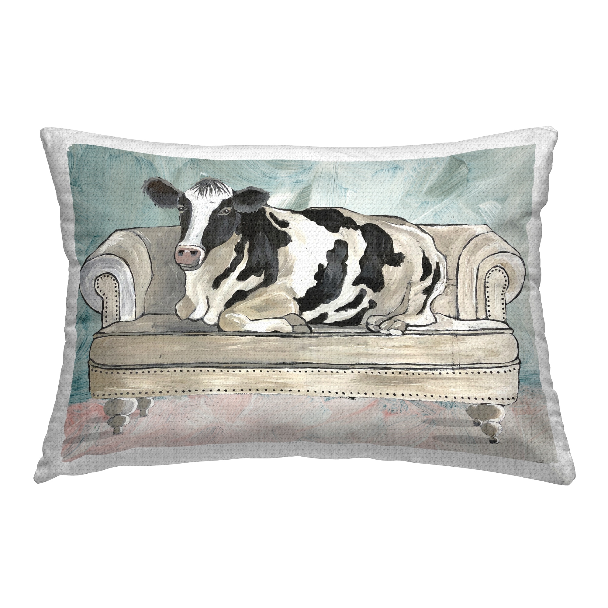 Stupell Farm Cow on Couch Printed Outdoor Throw Pillow Design by Cindy Jacobs