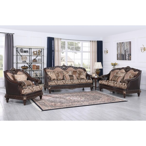 Best Master Furniture 3 Piece Traditional Upholstered Living Room Set ...