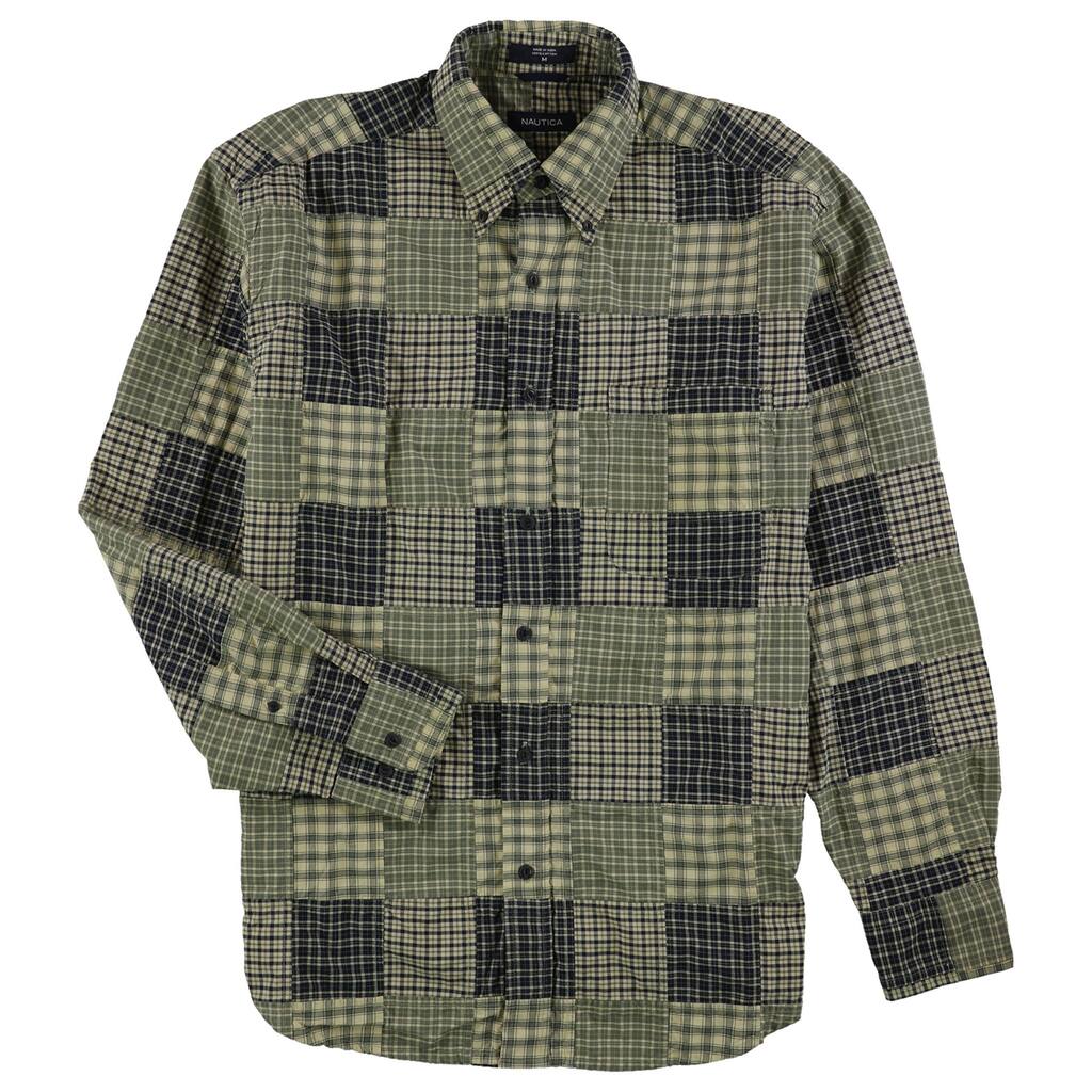 Nautica Mens Patched Button Up Shirt, Multicoloured, Medium