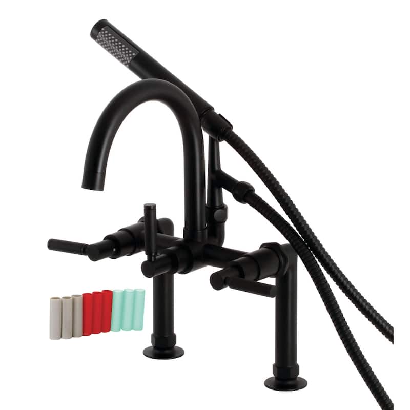 Kingston Brass Kaiser Deck Mounted Clawfoot Tub Filler with Built-In - Matte Black