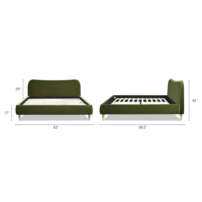 Roman Boucle Sherpa Curved Headboard Modern Platform Bed