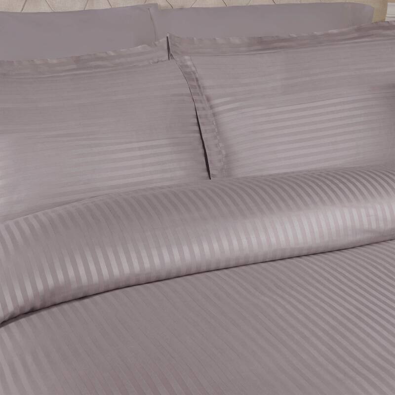 Superior Egyptian Cotton 300 Thread Count Stripe Duvet Cover Set with Pillow Shams