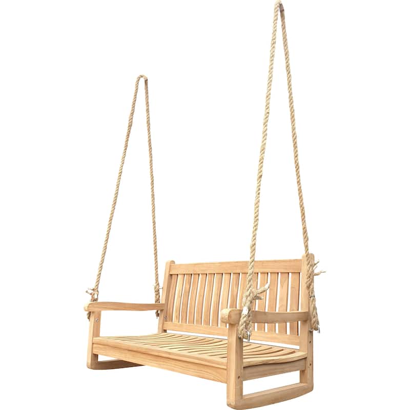 Seven Seas Teak San Juan Teak Wood 4-foot Outdoor Porch Swing