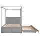 preview thumbnail 14 of 13, Queen Canopy Kids Bed with Twin Trundle and 3-Storage Drawers, Solid Wood Frame, Grey