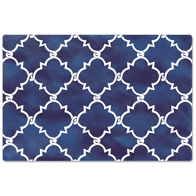Decorative Anti-Fatigue Memory Foam Mats 30" x 20" - Indigo Quatrefoil - 30" x 20"