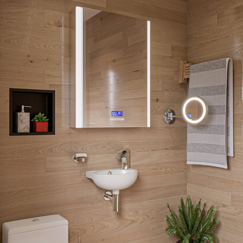White 14" Small Wall Mounted Ceramic Sink with Faucet Hole