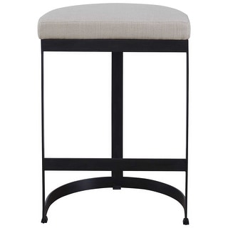 Plush Seat Hand Forged Counter Stool - 26" - Black