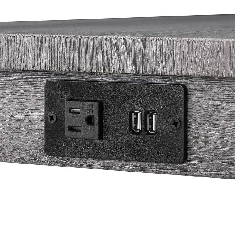 Durable 4-piece Wooden Bar Table and Chairs Set with Power Outlet