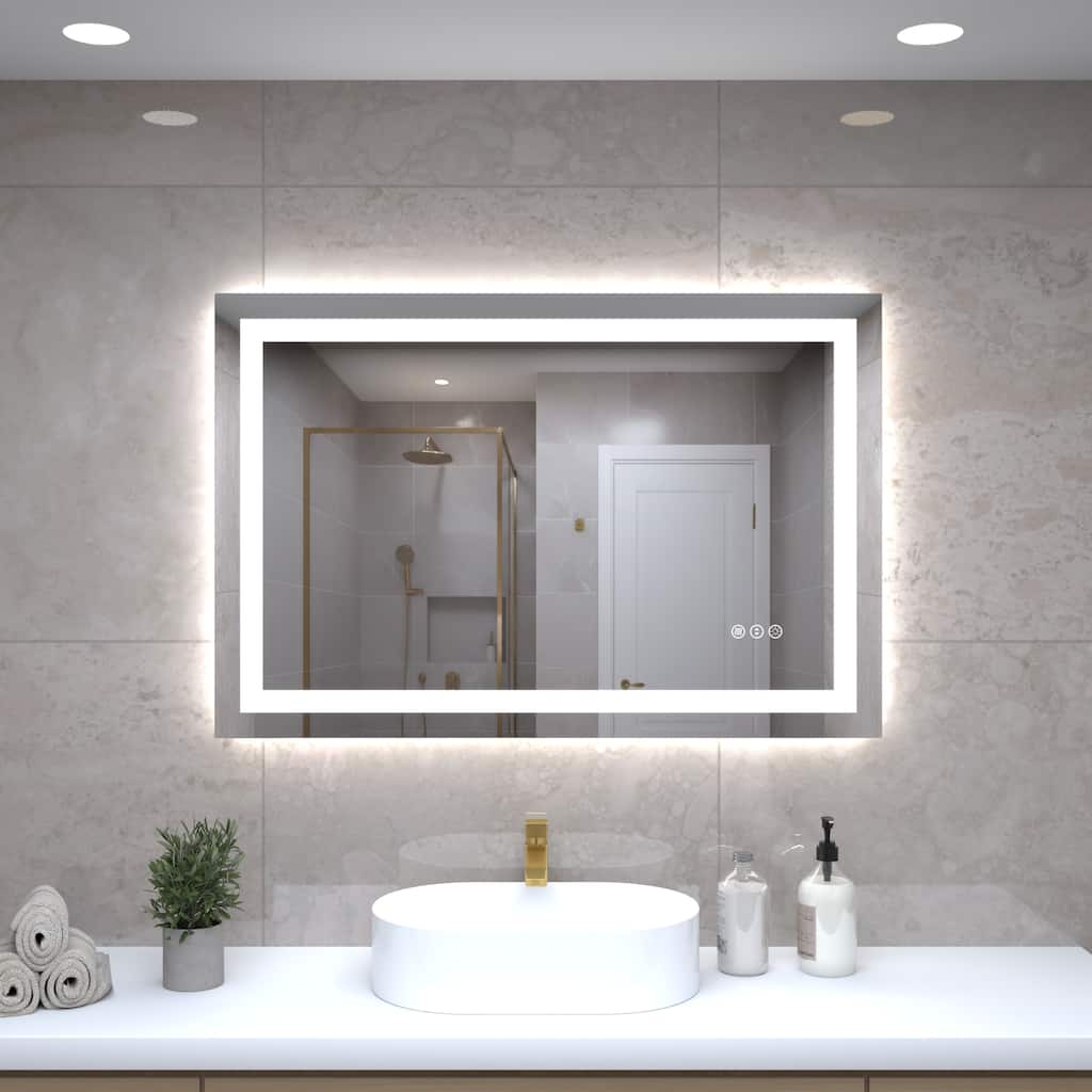 24" LED Bathroom Mirror,Front-Lit and Back-Lit, Stepless Dimmable, 3 Colors, Brightness Memory, Anti-fog LED Vanity Mirror - 36