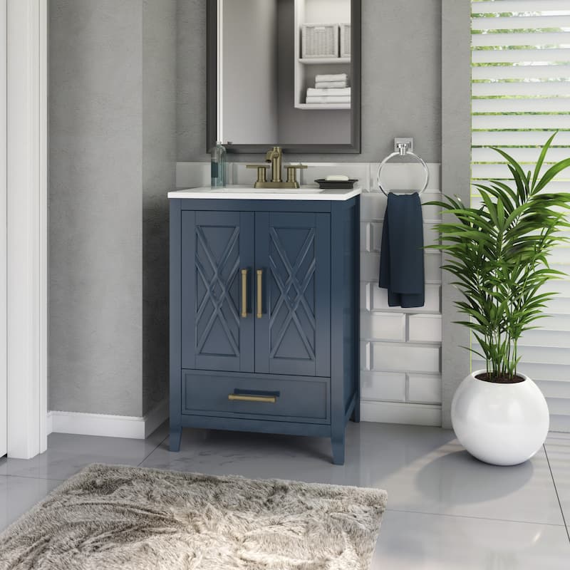 24" Single Bathroom Vanity with Lower Drawer