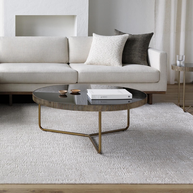 Croyle Hand Crafted Round Coffee Table - Black/Brass