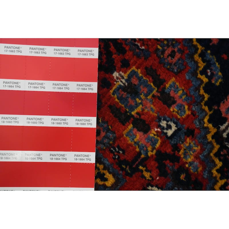 Hand Knotted Oriental 100% Wool Carpet Traditional Geometric Navy Blue & Blues Bibikabad Runner Rug - 18' 10'' X 3' 9''